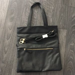 Black tote bag with removable strap